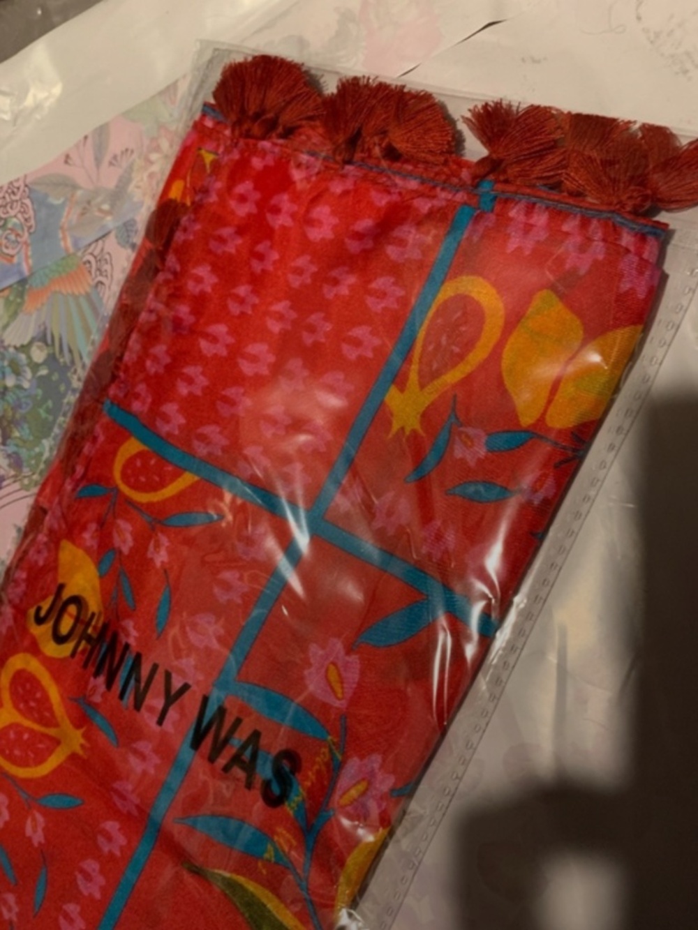 NWT Johnny Was Silk Scarf, Red